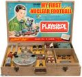 Playskool's My First Nuclear Football an Executive toy briefcase, the contents of which are to be used by the President of the United States to authorize a nuclear attack while away from fixed playgrounds, such as the White House Cardboard Box Fortress.