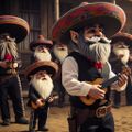 Gnomes: El Mariachis is a documentary film which explores the lives and music of gnomes in Mariachi bands, in Mexico and around the world. Shown here: closing celebration scene.