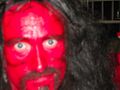 Karl Jones in demon costume, Halloween 2009, would not dream of teasing the monster.