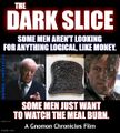 The Dark Slice is a 2008 cooking thriller film about a deranged short order cook (Heath Ledger) who seeks to undermine Chefman's influence and burn all the meals in Gotham City.