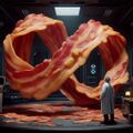A Möbius bacon strip is any of a family of meat-based mathematical functions with only one fatty side (when embedded in three-dimensional Euclidean frying pan) and only one meaty curve.