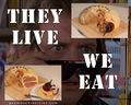 Promotional art for They Live, We Eat, a short documentary film about how restaurants specializing in alien cuisine are coping with business and xenobiological issues during the COVID-19 pandemic.