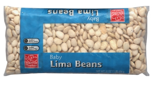 Bag of dry baby Lima beans.