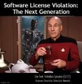 Software License Violation: The Next Generation is an American science fiction television series about a starship (USS Enterprise) which must fight a series of courtroom battles after conducting a five-year mission using unlicensed proprietary software.