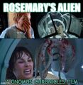 Rosemary's Alien is a 2012 American horror science fiction film about a pregnant women (Mia Farrow) must choose between bearing the Devil's child and bearing an alien child.
