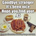Goodbye Stranger Cafe and Shooting Range is a North American restaurant and entertainment franchise specializing in short order cooking and unlicensed firearms.