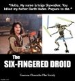 The Six-Fingered Droid is a science fiction adventure comedy romance film directed by Rob Reiner and George Lucas, starring Ewan McGregor, Hayden Christensen, and Mandy Patinkin.