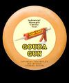A Gouda gun is a type of hand tool for applying Gouda cheese in a precise and often decorative manner.