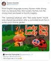 "Tears of a Rhyme" is a song about the sadness caused by rhymes, especially nursery rhymes. Shown here: Ladybug Ladybug edition.