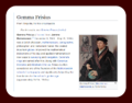 Gemma Frisius - screenshot of Wikipedia page