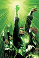 Green Lanterns brandishing their power rings.