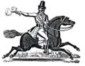 Highwayman Dick Turpin riding away on Black Nugget, for neither the first nor the last time.