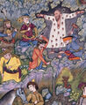 Zahhak nailed to cave wall, vows a terrible revenge. "He'll get his revenge" vows Abomynous.