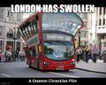 Swollen double-decker bus, shortly before the "chest burster" scene in London Has Swollen.