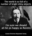 The world is so full of a number of bright shiny objects / I'm sure we should all be as happy as Ravens.