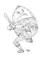 Humpty Dumpty At Bat is a well-known illustration of Humpty Dumpty portrayed as a baseball player. The illustration gained fame as the cover of the Caldecott Medal-winning children's book by the same name..