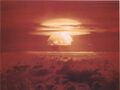 1954: Castle Bravo, a 15-megaton hydrogen bomb, is detonated on Bikini Atoll in the Pacific Ocean, resulting in the worst radioactive contamination ever caused by the United States.