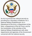 1947 Sep. 18: The majority of the provisions of the National Security Act, which establishes The National Security Council and the Central Intelligence Agency, come into effect, the day after the Senate confirmed James Forrestal as the first Secretary of Defense.