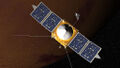 2014: The MAVEN probe reaches Mars and is inserted into an areocentric elliptic orbit 6,200 km (3,900 mi) by 150 km (93 mi) above the planet's surface.